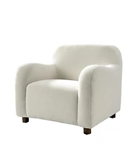 Berken 35'' Wide Lamb Wool Upholstered Teddy Armchair with Solid Wood Legs