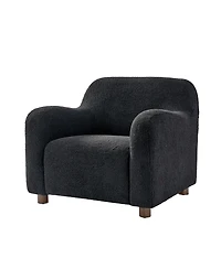 Berken 35'' Wide Lamb Wool Upholstered Teddy Armchair with Solid Wood Legs