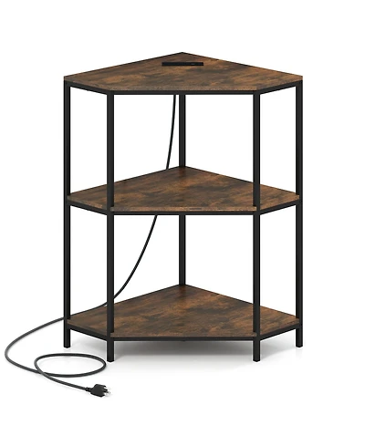 Gouun Corner Printer Stand 3-Tier with Charging Station
