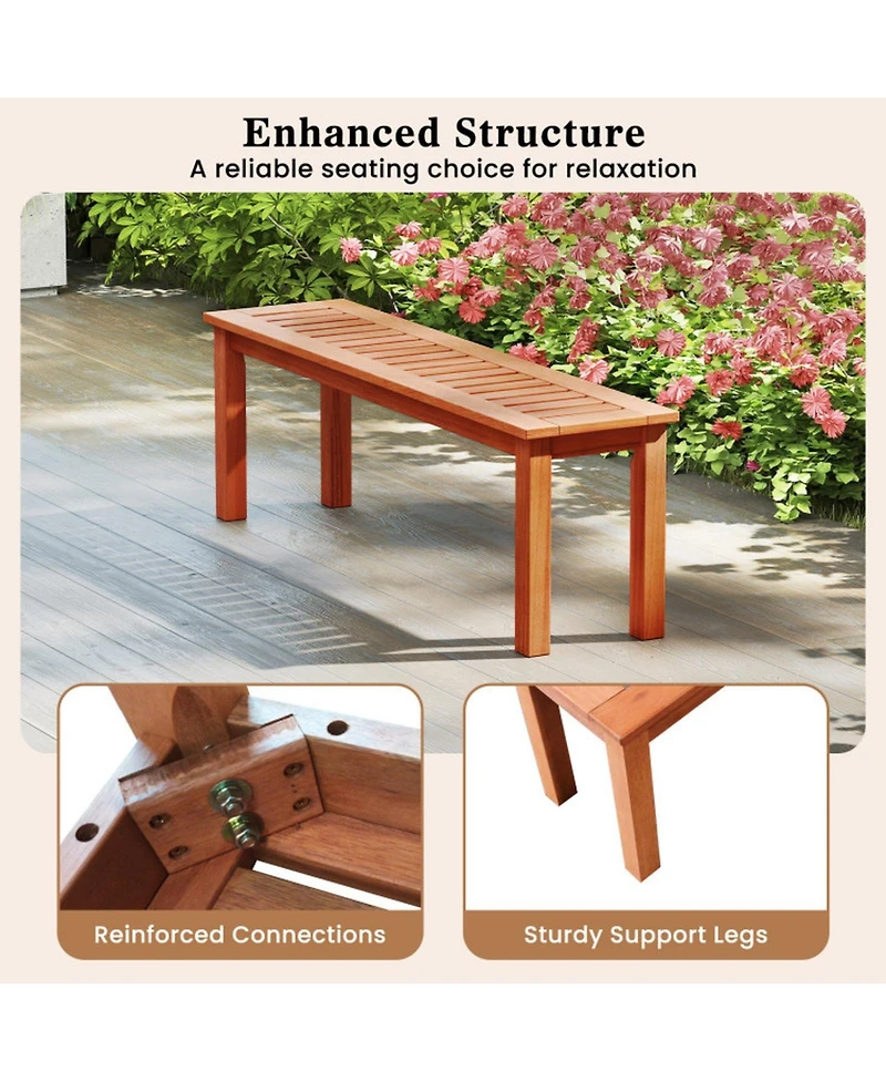 Sugift Patio Wood Bench with Slatted Seat for 2-Person