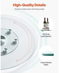 Sugift 30 in Tempered Glass Lazy Susan with 360-degree Rotation for Dining and Gatherings