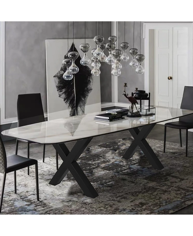 Sugift Steel Table Legs Set of 2, 28" Height, 30" Wide, Heavy Duty X Frame