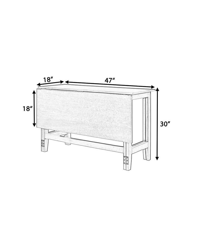 Rainsken Farmhouse Extendable Dining Table with Folding Drop Leaf, Space-Saving Wood Table for Kitchen and Living Room