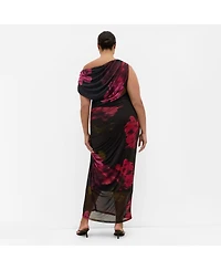 City Chic Women's Vivid Mesh Print Maxi Dress