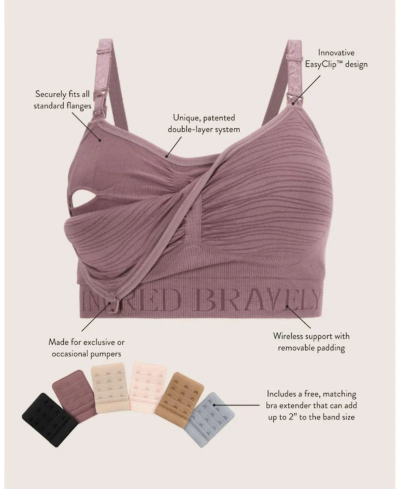 Kindred Bravely Plus Busty Sublime Hands-Free Pumping & Nursing Bra Fits 42B-48H