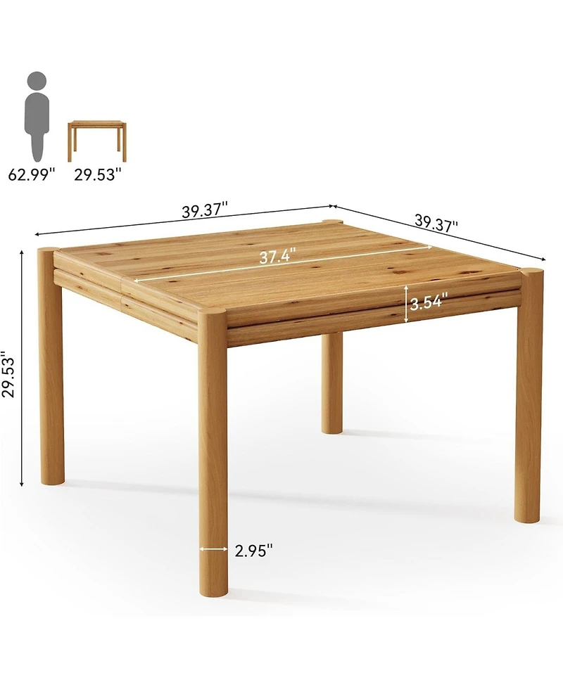 Tribesigns Square Solid Wood Dining Table, 39.4"
