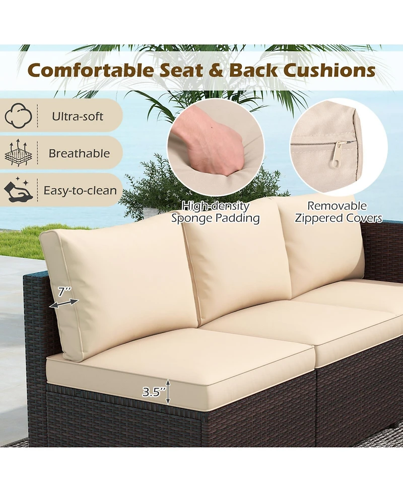 Gymax 8 Pcs Wicker Patio Furniture Set Rattan Sectional Sofa Set w/ Cushions