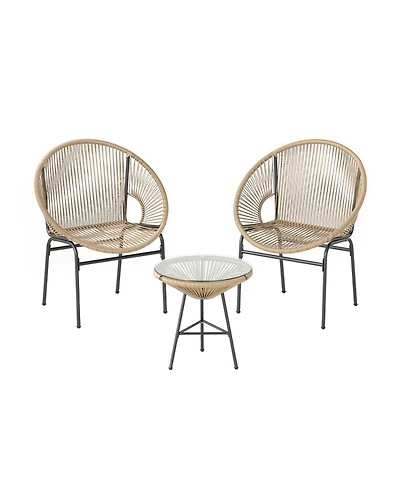Sugift 3-Piece Patio Acapulco Bistro Set with Glass Table