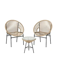 Sugift 3-Piece Patio Acapulco Bistro Set with Glass Table