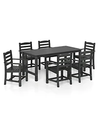Sugifit 7-Piece Outdoor Dining Table Set for 6 People 67 in Hdpe Patio Rectangle Table and 6 Armchairs
