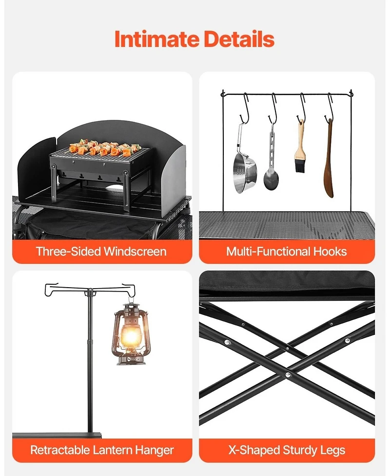 Sugift Portable Camping Kitchen Table Cook Station With Storage for Bbq and Picnic