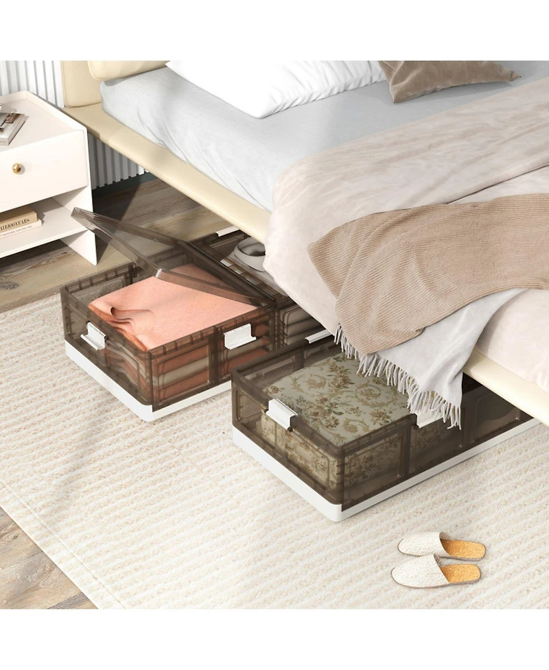 Gouun 2-Pack Under-Bed Rolling Storage Containers with 44 lbs Capacity and Folding Design