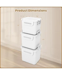 Gouun 3-Piece Stackable Pp Storage Bins with Front Door and Side Handles, 32 Qt Each