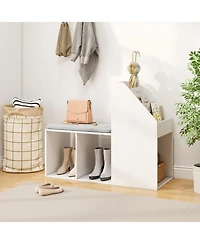 Gouun Shoe Storage Bench with Removable Cushion and 6 Open Compartments
