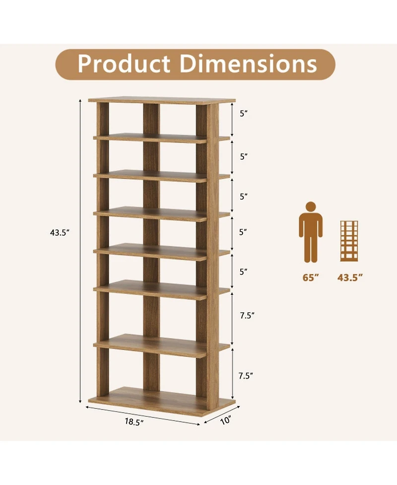 Gouun 7-Tier Vertical Double-Row Shoe Rack with Anti-Tipping Device