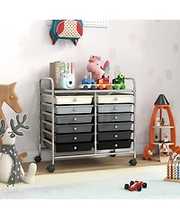 Gouun 12-Drawer Mobile Storage Trolley with Visible Drawers and Dual Push Handles