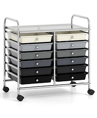 Gouun 12-Drawer Mobile Storage Trolley with Visible Drawers and Dual Push Handles
