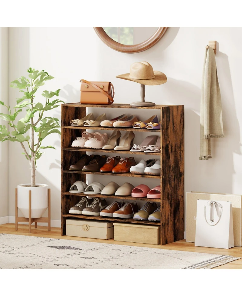 Gouun 6-Tier Stackable Shoe Rack with Anti-Tipping Device for Entryway