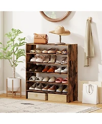 Gouun 6-Tier Stackable Shoe Rack with Anti-Tipping Device for Entryway