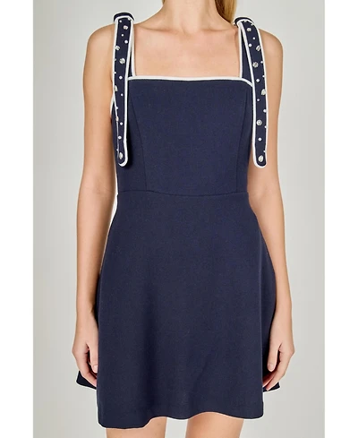 endless rose Women's Bead Embellished Strap Mini Dress