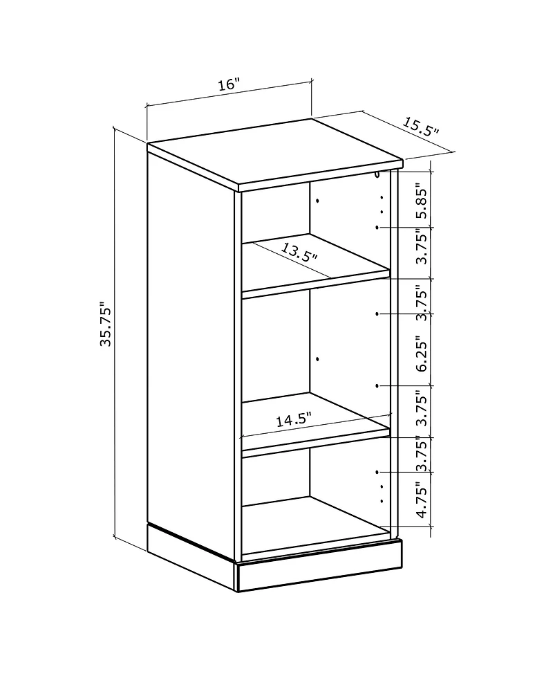 Palace Imports Premium 100% Solid European Oak Hardwood 3-Shelf Modular Bookcase.