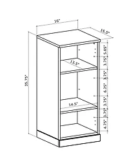 Palace Imports Premium 100% Solid European Oak Hardwood 3-Shelf Modular Bookcase.