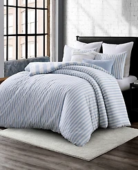 Dkny Reversible Stripe Vintage Washed Cotton 3-Pc. Duvet Set