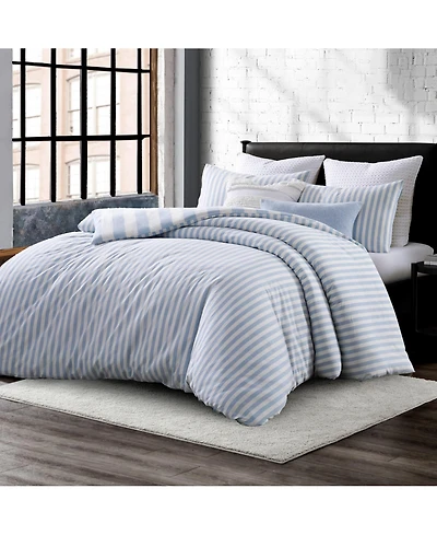Dkny Reversible Stripe Vintage Washed Cotton 3-Pc. Duvet Set, Full/Queen