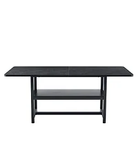 Rainsken 71" Rectangular Kitchen Dining Table with Storage Shelf, Practical Mdf Wood Table and Metal Legs for Home Dining Area