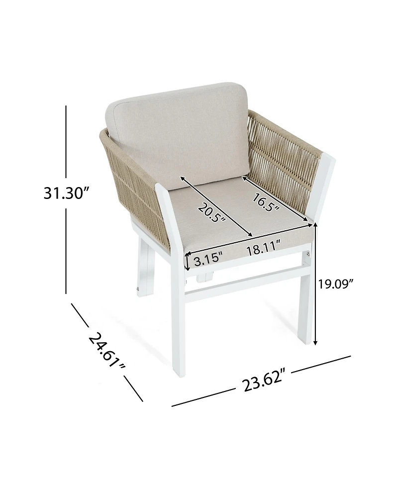 Rainsken All-Weather Outdoor Dining Chair Set of 2 with Aluminum Frame and Cushion, for Backyard and Garden Seating