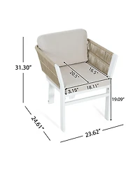 Rainsken All-Weather Outdoor Dining Chair Set of 2 with Aluminum Frame and Cushion, for Backyard and Garden Seating