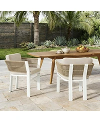 Rainsken All-Weather Outdoor Dining Chair Set of 2 with Aluminum Frame and Cushion, for Backyard and Garden Seating