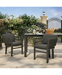Rainsken 2-Piece All-Weather Patio Dining Chairs, Sturdy Aluminum Frame and Comfort Cushion, for Garden and Deck
