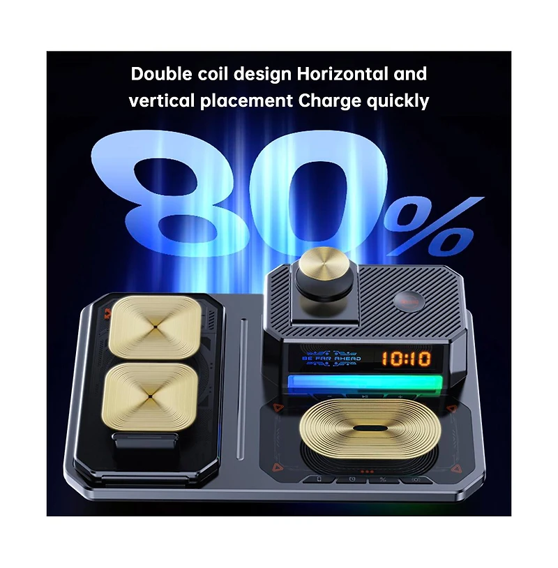 Artudatech 6-in-1 Wireless Charging Station with Bluetooth Speaker and Night Light – 15W Fast Charging