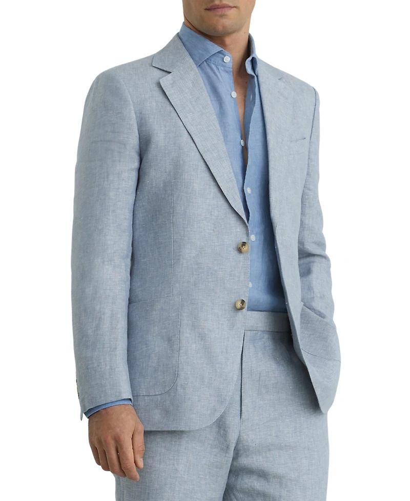Reiss Men's Linen-Twill Single-Breasted Tailored-Fit Blazer