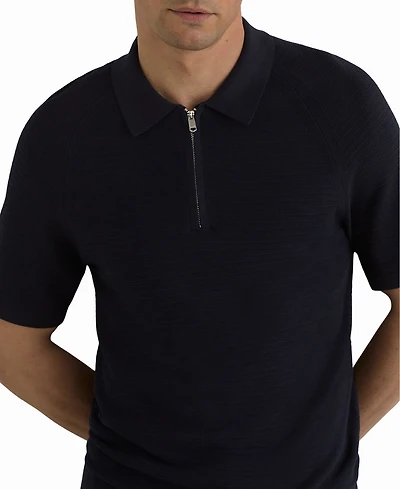 Reiss Men's Textured-Knit Half-Zip Polo Shirt