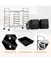 Gouun Steel-Frame 12-Drawer Rolling Organizer with Locking Casters for Home and Office