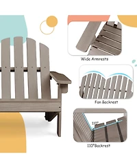 Sugift Two Person Fir Wood Adirondack Chair with High Backrest