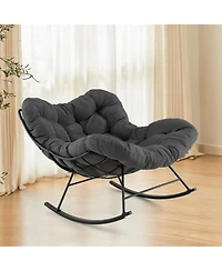 Gouun Oversized Egg Papasan Rocking Chair with Thick Cushion