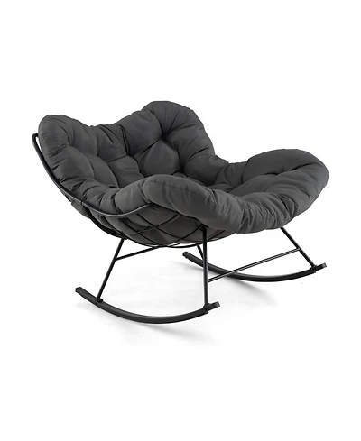 Gouun Oversized Egg Papasan Rocking Chair with Thick Cushion