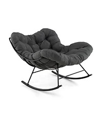 Gouun Oversized Egg Papasan Rocking Chair with Thick Cushion