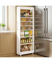 Tribesigns 73" Tall Slim Storage Cart on Wheels, 7-Tier Narrow Pantry Cabinet, Rolling Skinny Spice Rack Organizer Next to Fridge