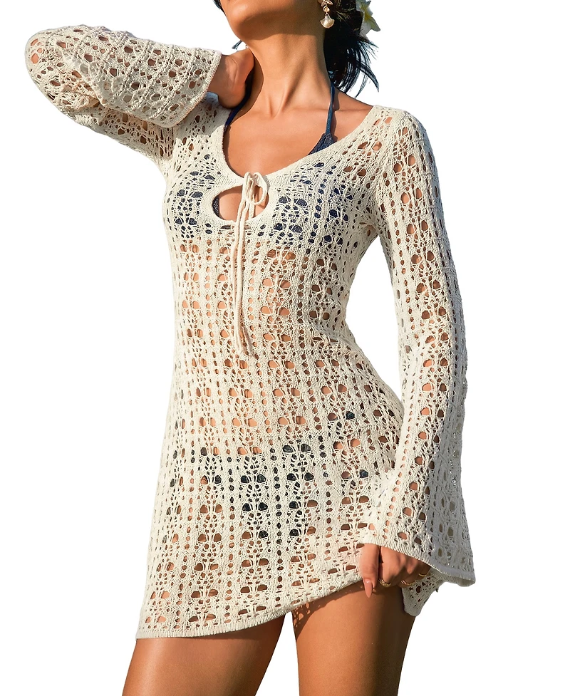 Cupshe Women's 15 Minutes of Fame Blue Cover-Up Mini Beach Dress