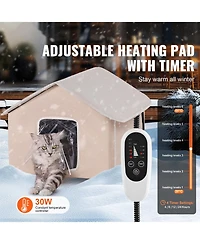 Cozito Cat House Outdoor Elevated Heated Shelter with Timer Pad