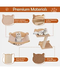 Cozito Cat Wall Furniture Set of 4 with Hammock and Perch