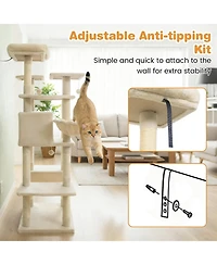 Cozito Cat Tree 63 inch Tall for Indoor Cats with Multi-Level Tower