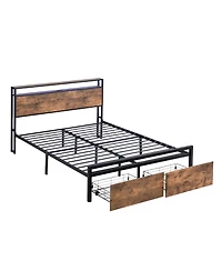 Lucky One Full Size Bed Frame with Storage Headboard and 2 Drawers