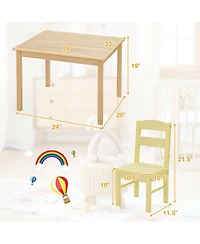 Sugift 5 pcs Kids Pine Wood Multicolor Table Chair Set