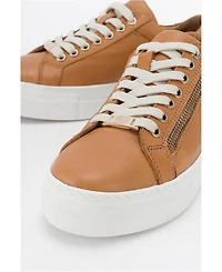 Forever & Always Shoes Women's Beryl Leather Zip Sneaker