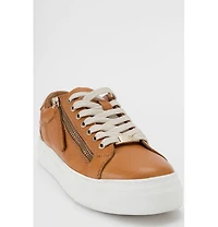 Forever & Always Shoes Women's Beryl Leather Zip Sneaker